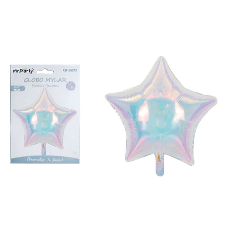 Globo metálico de estrella multicolor fluorescente 48cm