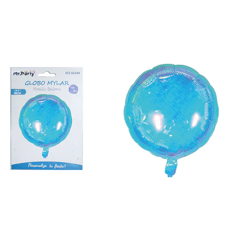 Globo metálico redondo azul hielo 48cm