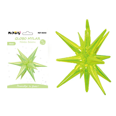 Globo metalizado estrella explosiva verde 48cm