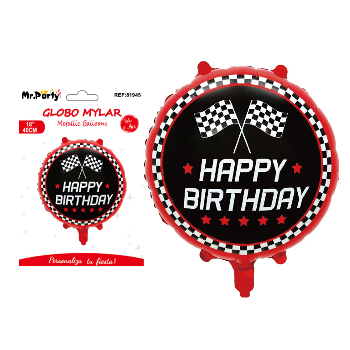 Globo metalizado coche redondo cumpleaños 45cm 1