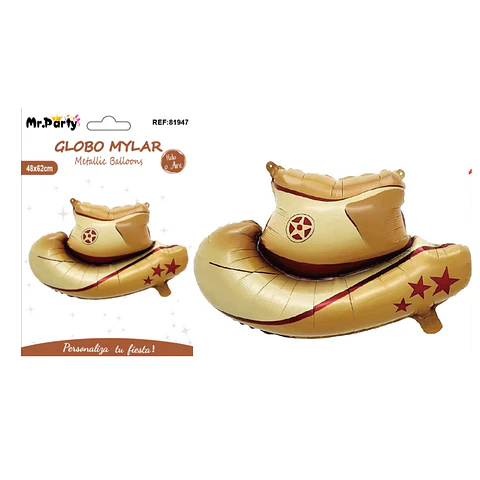 Globo metalizado sombrero vaquero marrón 48*62cm