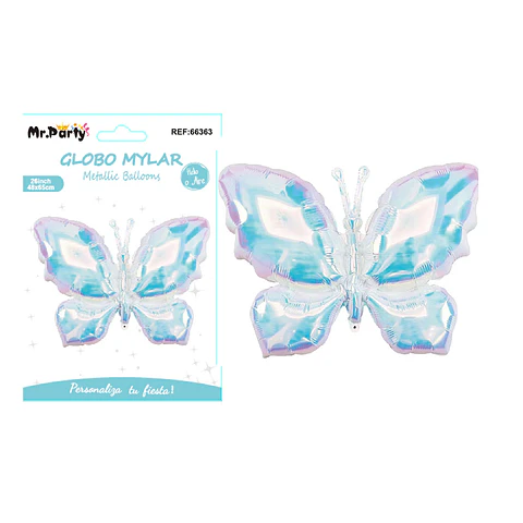 Globo metalizado mariposa mediana blanco perla 48*65cm