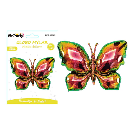 Globo metalizado mariposa mediana negro aurora 48*65cm