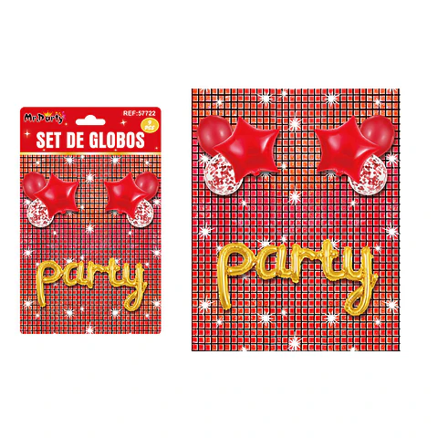 Set de globos party con fondo disco rojo 9pcs