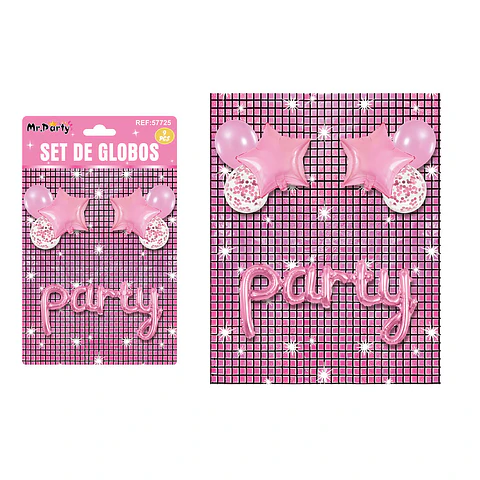 Set de globos con fondo disco rosa 9pcs