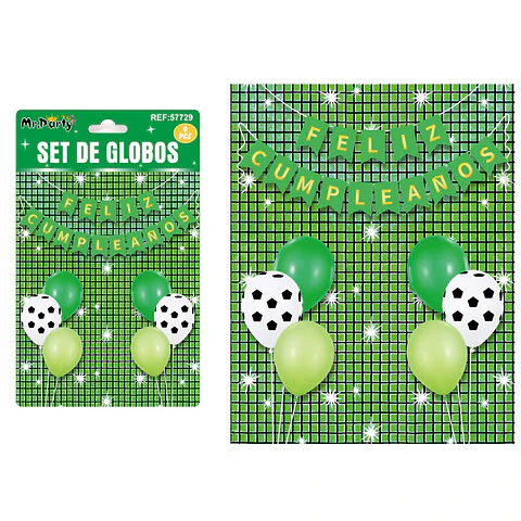 Set de globos con fondo disco verde 9pcs