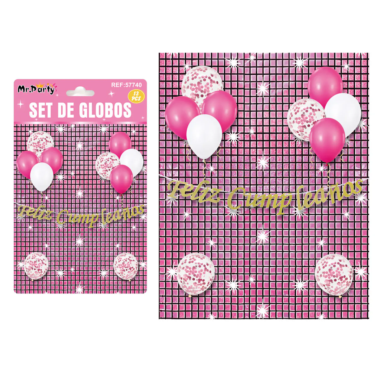 Set de globos con fondo disco rosa 13pcs 1