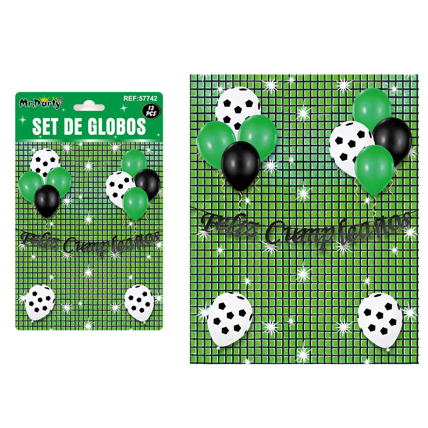 Set de globos con fondo disco verde 13pcs 1