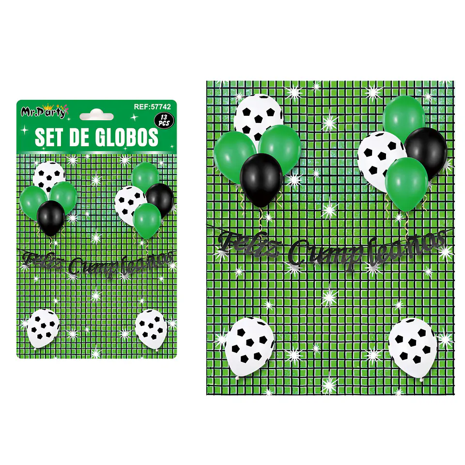 Set de globos con fondo disco verde 13pcs 1