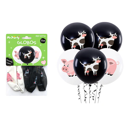 Globos estampado de animal de granja 30cm 2.8g 5pcs