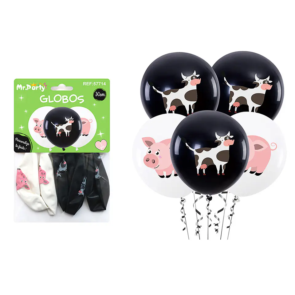 Globos estampado de animal de granja 30cm 2.8g 5pcs 1