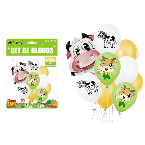 Set de globos de animales de granja 9pcs