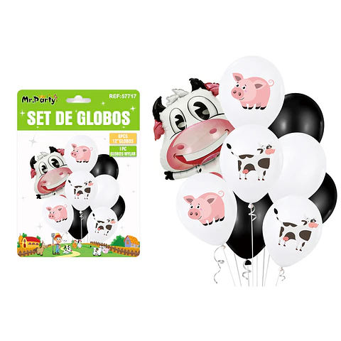 Set de globos de animales de granja 9pcs