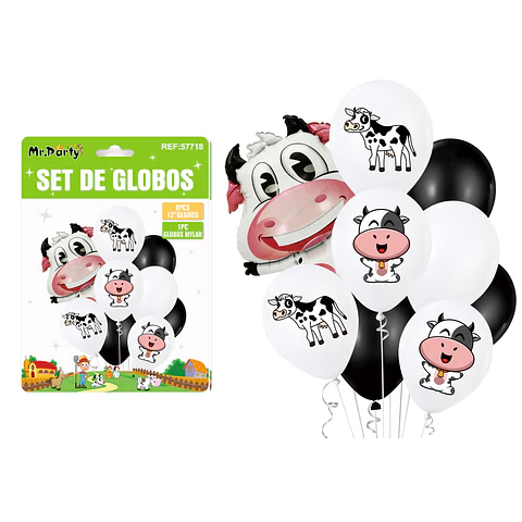 Set de globos de animales de granja 9pcs