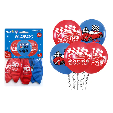 Globos estampados de autos de 30cm 2.8g 5pcs