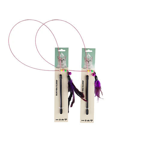 Juguete para gato varita de alambre con plumas