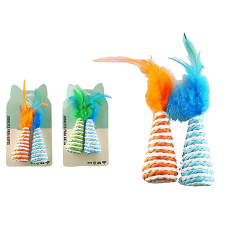 Juguete para gato rábano de papel con pluma Color Aleatorio