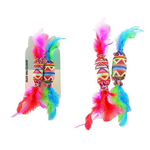 Juguete para gato caramelo con plumas Color Aleatorio