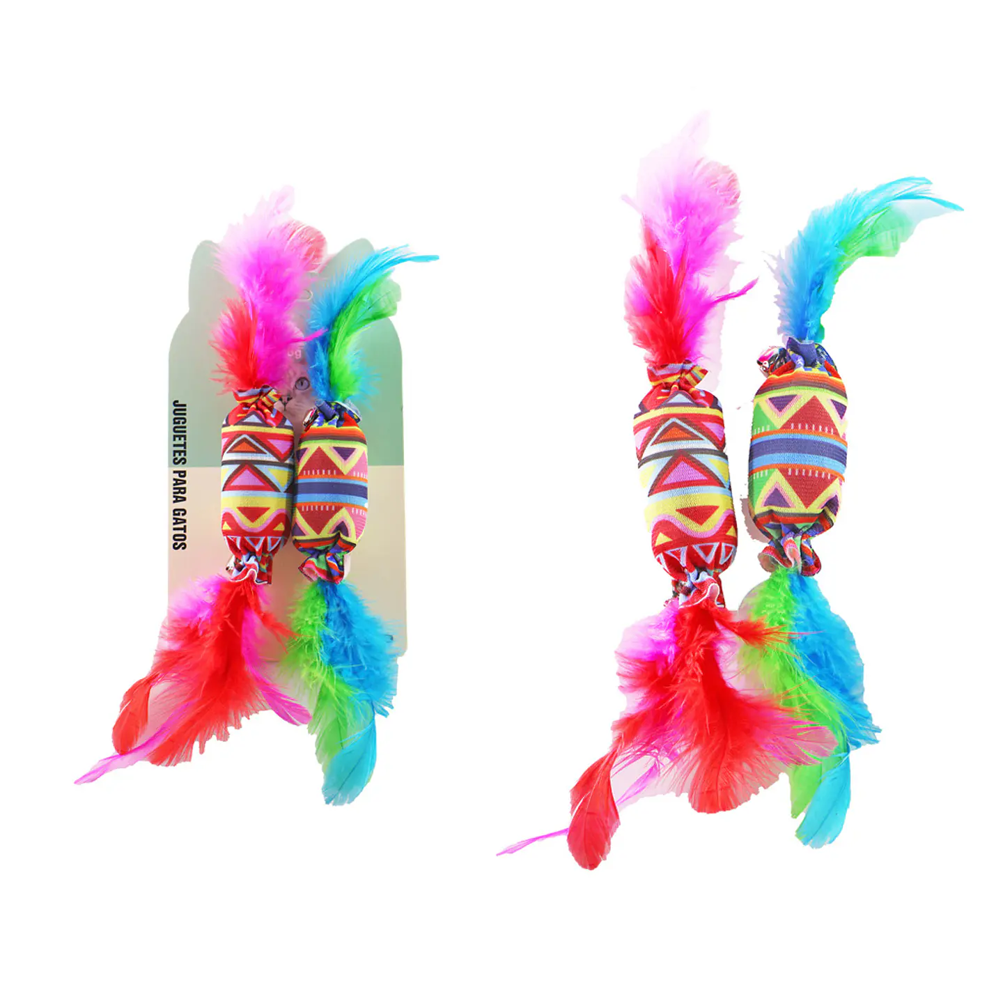 Juguete para gato caramelo con plumas Color Aleatorio 1