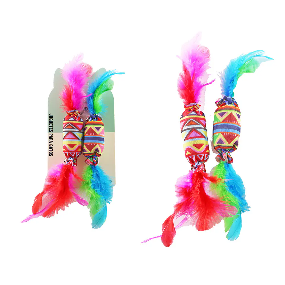 Juguete para gato caramelo con plumas Color Aleatorio 1