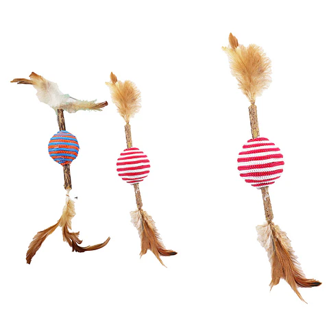 Juguete para gato pelota de nylon y polygonum 12cm Color Aleatorio