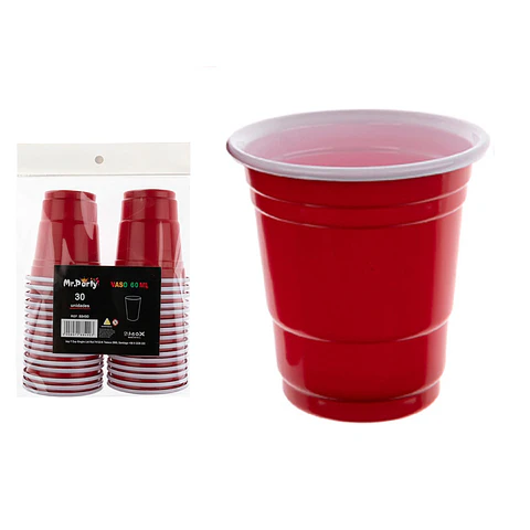 Vasos plásticos shot desechable rojo 60ML 30pcs