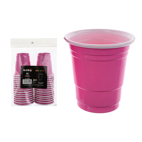 Vasos plásticos shot desechable rosado 60ML 30pcs