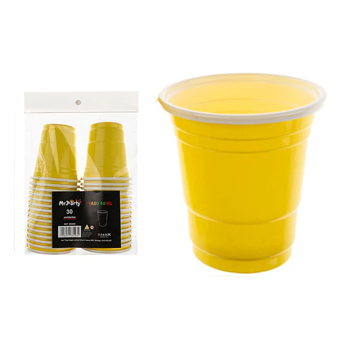 Vasos plásticos shot desechable amarillo 60ML 30pcs