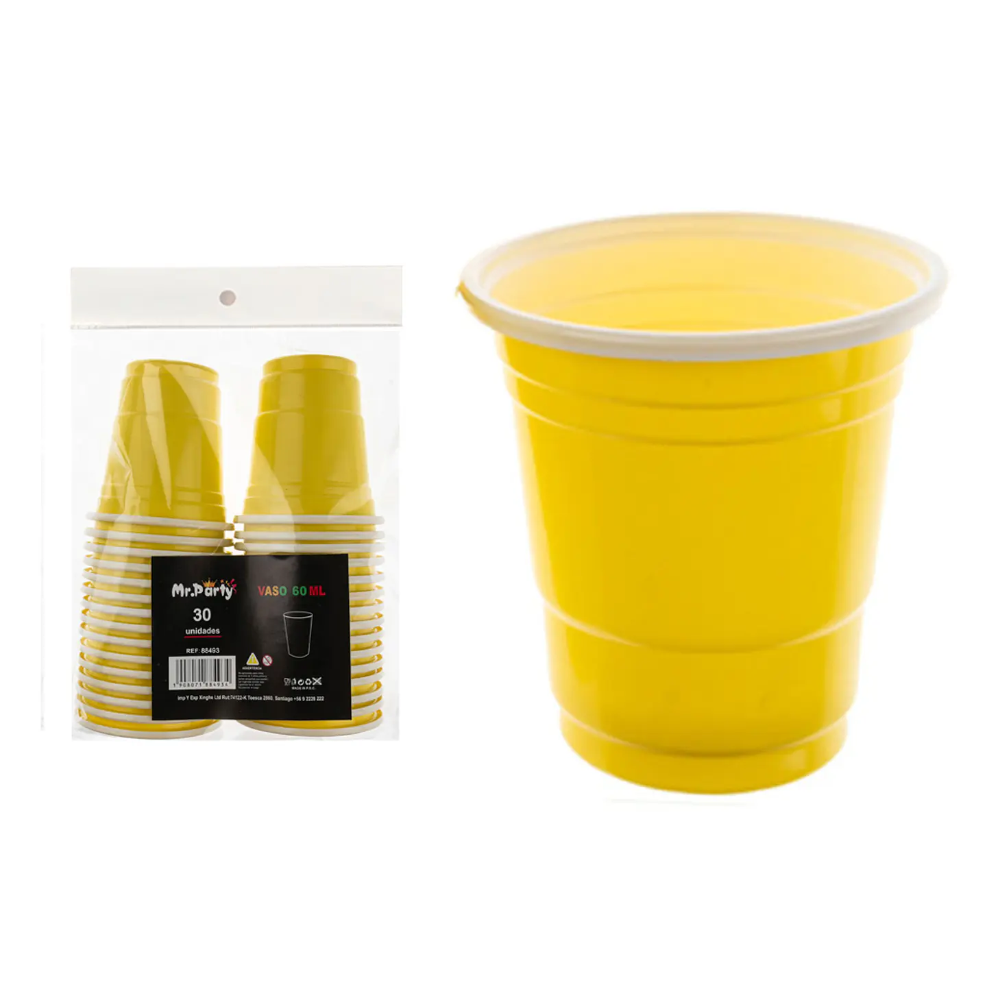 Vasos plásticos shot desechable amarillo 60ML 30pcs 2