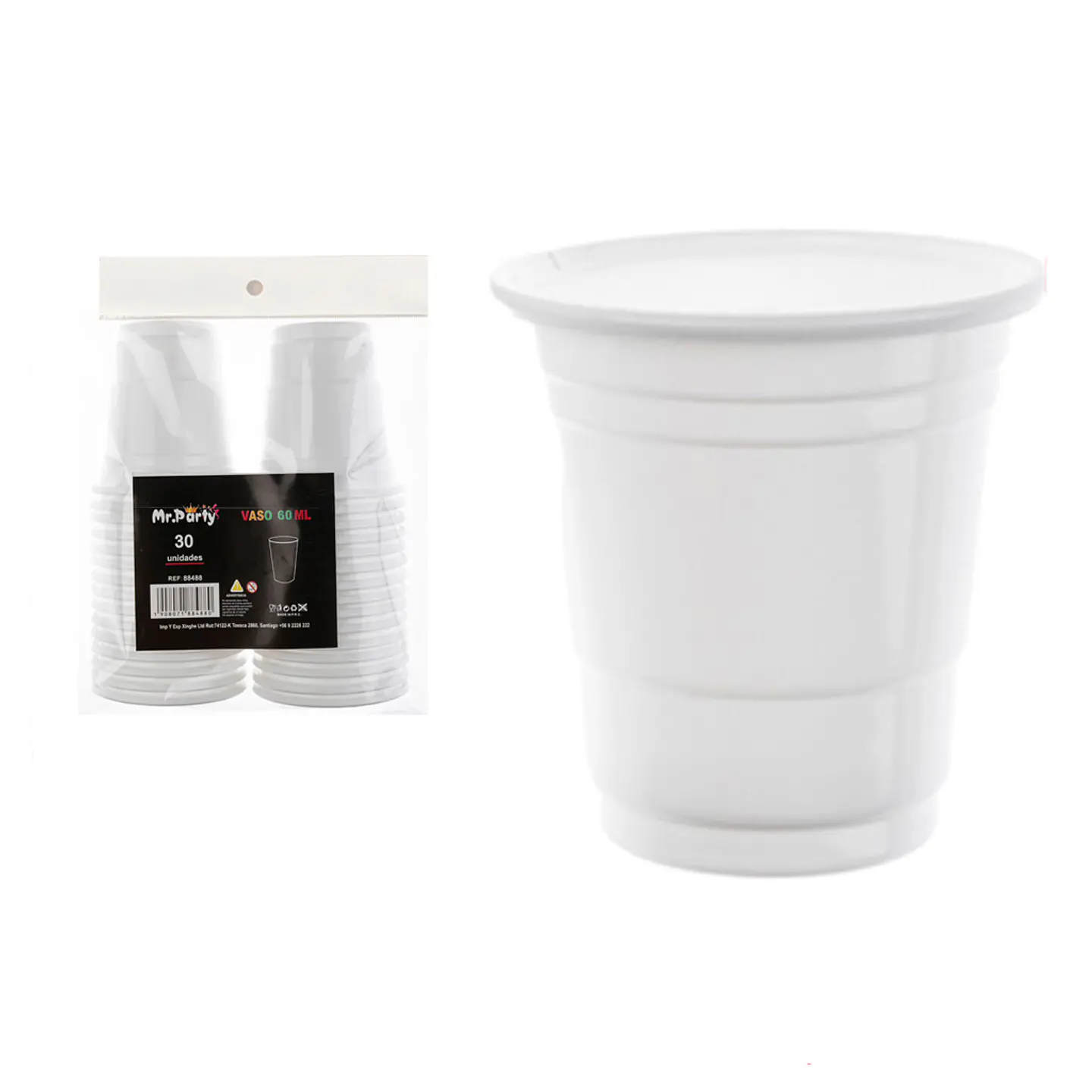 Vasos plásticos shot desechable blanco 60ML 30pcs 2
