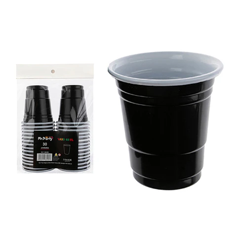 Vasos plásticos shot desechable negro 60ML 30pcs