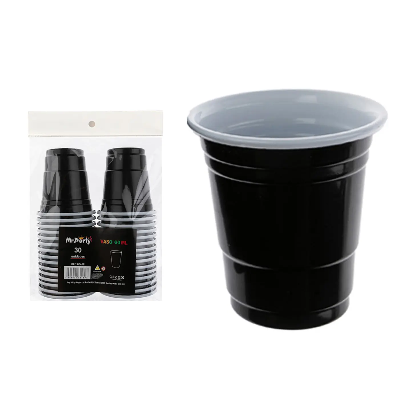 Vasos plásticos shot desechable negro 60ML 30pcs 2