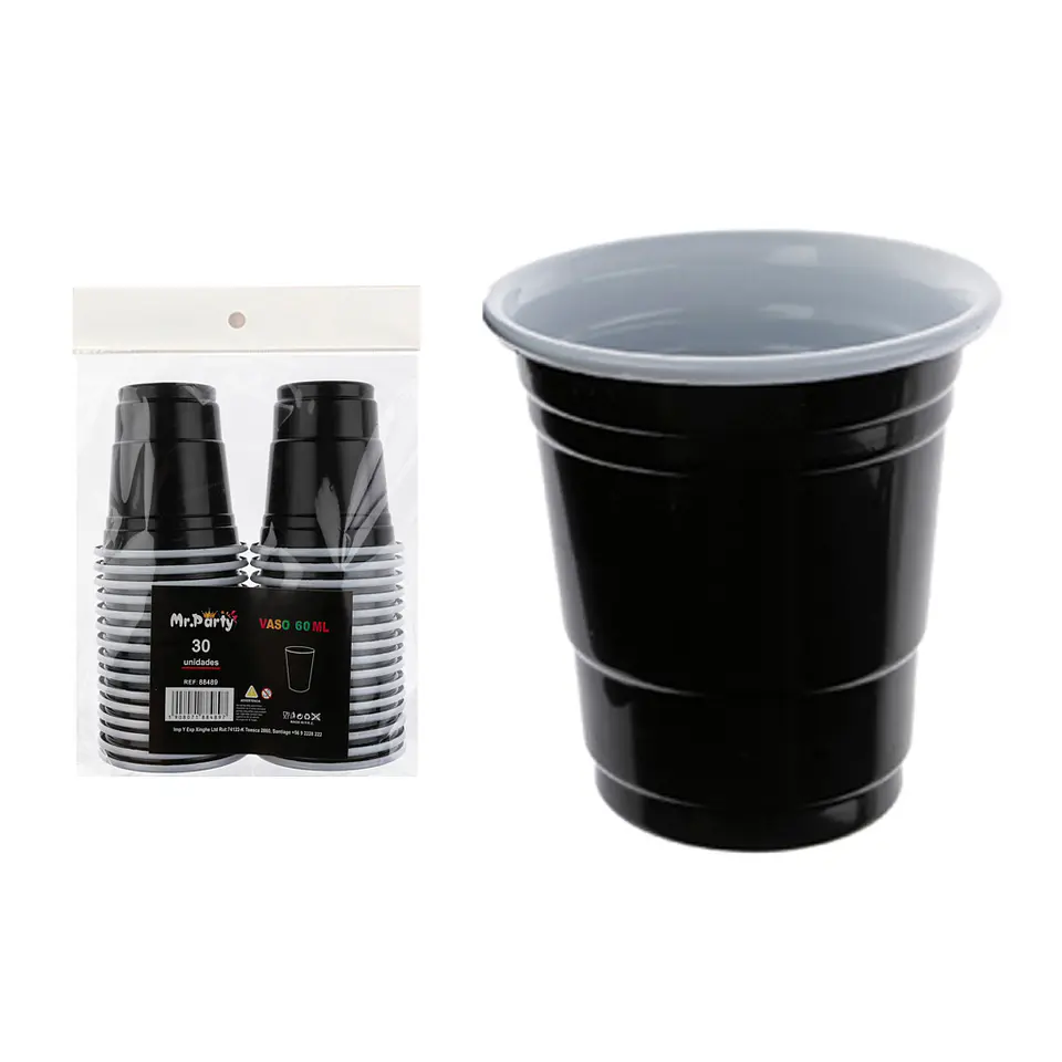 Vasos plásticos shot desechable negro 60ML 30pcs 2