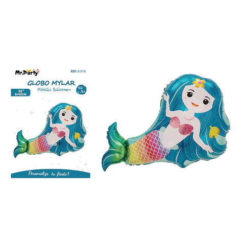 Globo metálico sirena verde 82*54cm