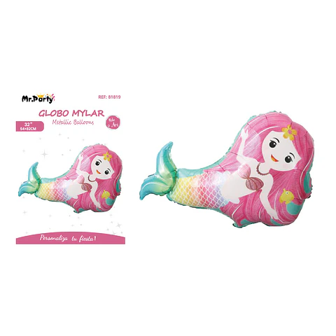 Globo metálico sirena rosado 82*54cm