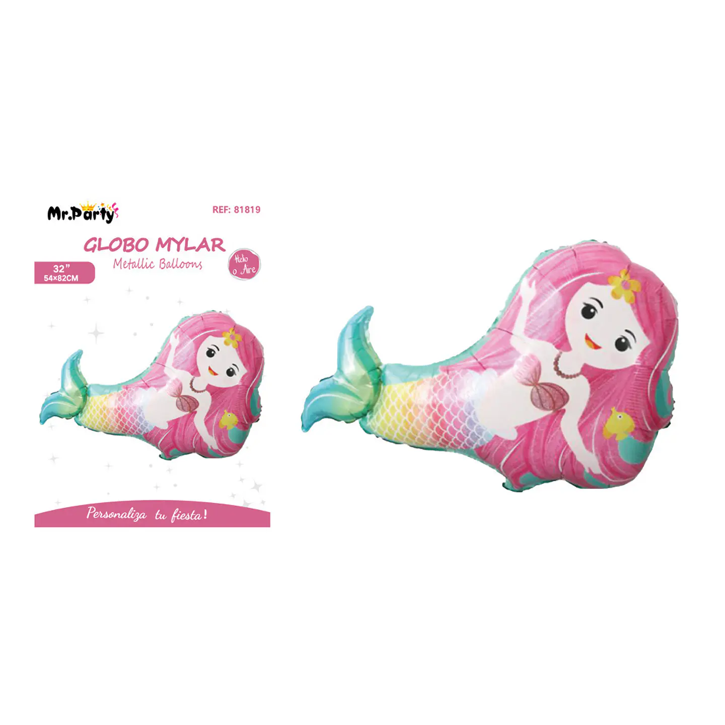 Globo metálico sirena rosado 82*54cm 1