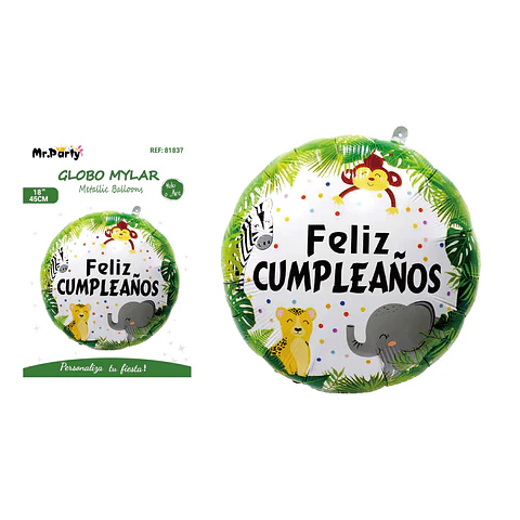 Globo metálico redondo feliz cumpleaños 45cm
