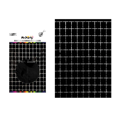 Cortina metalizada negra cuadrado 1m*2m