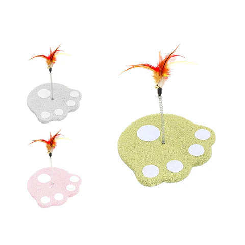 Poste rascador con resorte y plumas para gatos 25*22*26cm Color Aleatorio