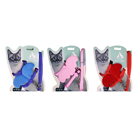 Set de arnés H harness con alas para gato 1.5cm*120cm Color Aleatorio