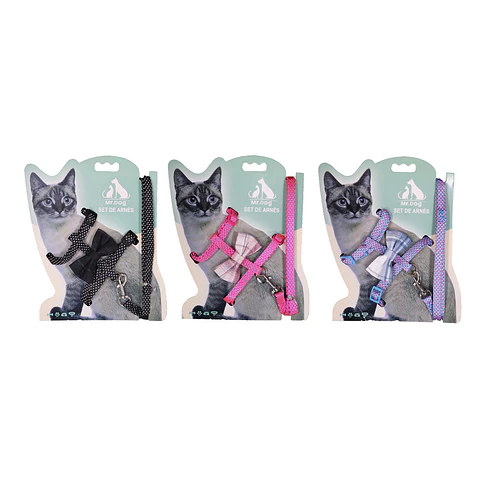 Set de arnés H harness con lazo para gato 1.0cm*120cm Color Aleatorio