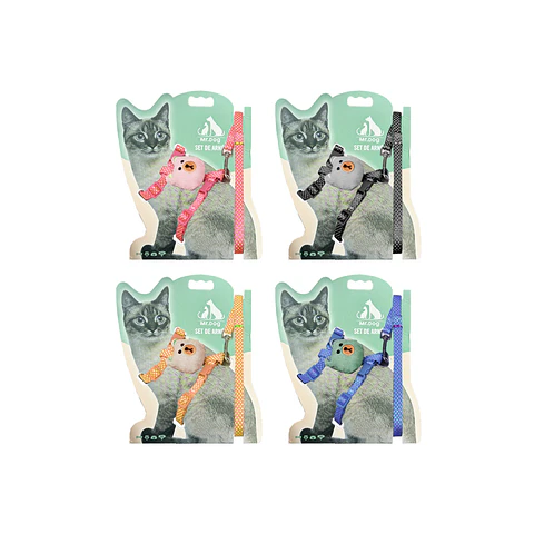 Set de arnés H harness para gato 1.0cm*120cm Color Aleatorio
