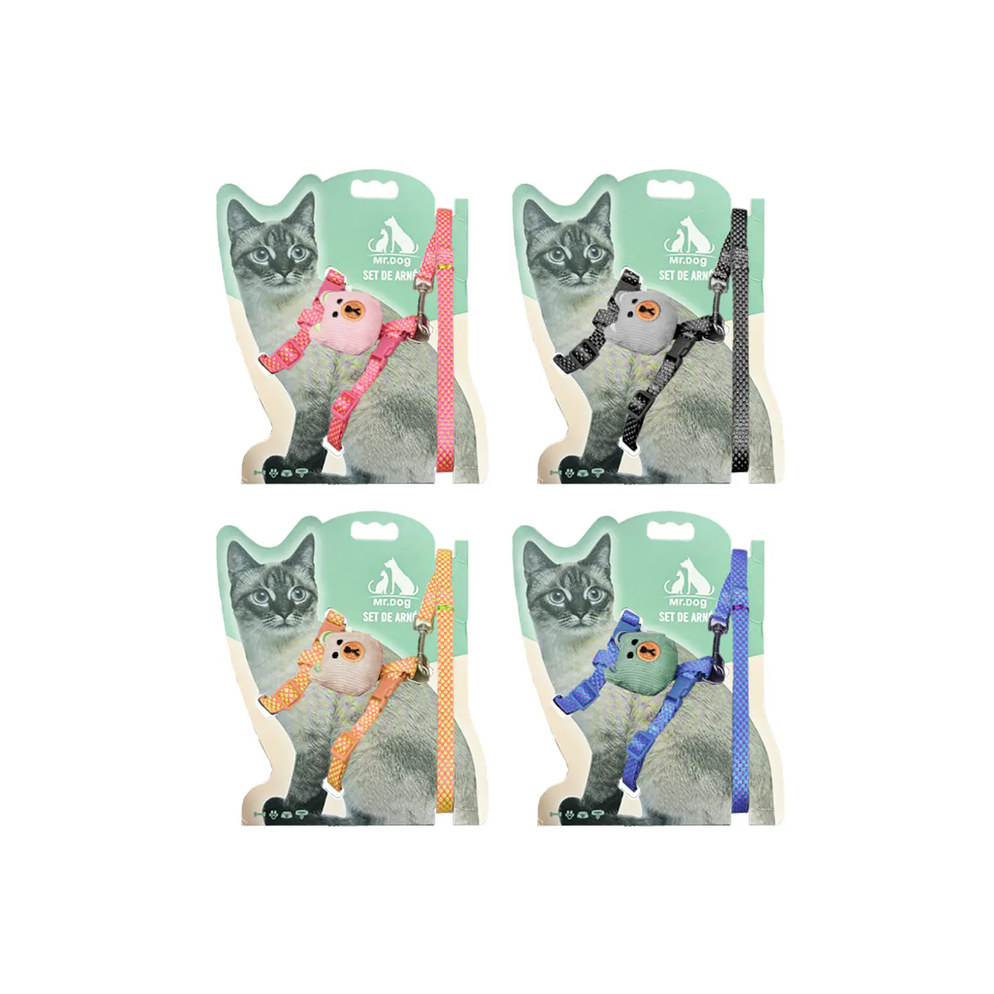Set de arnés H harness para gato 1.0cm*120cm Color Aleatorio 1