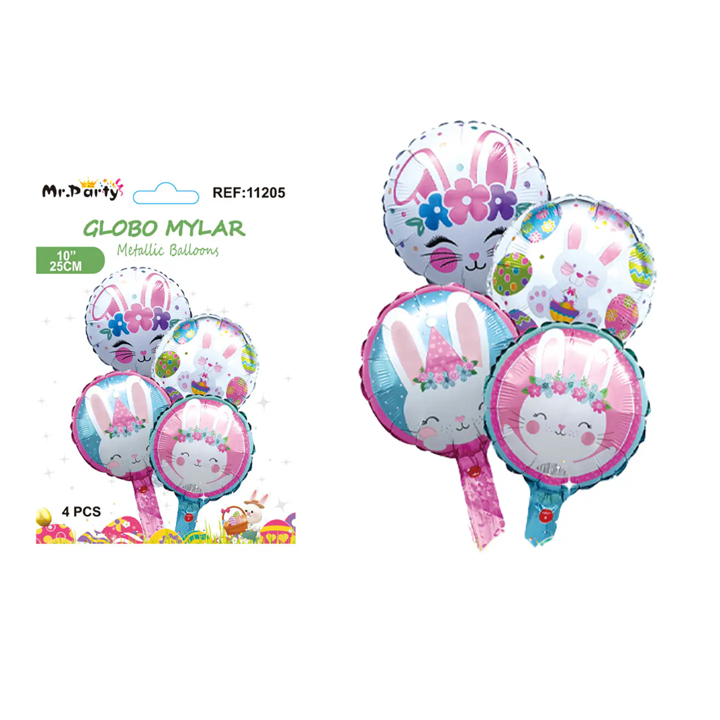 Set de globos metálicos conejo de pascua 4pcs 1