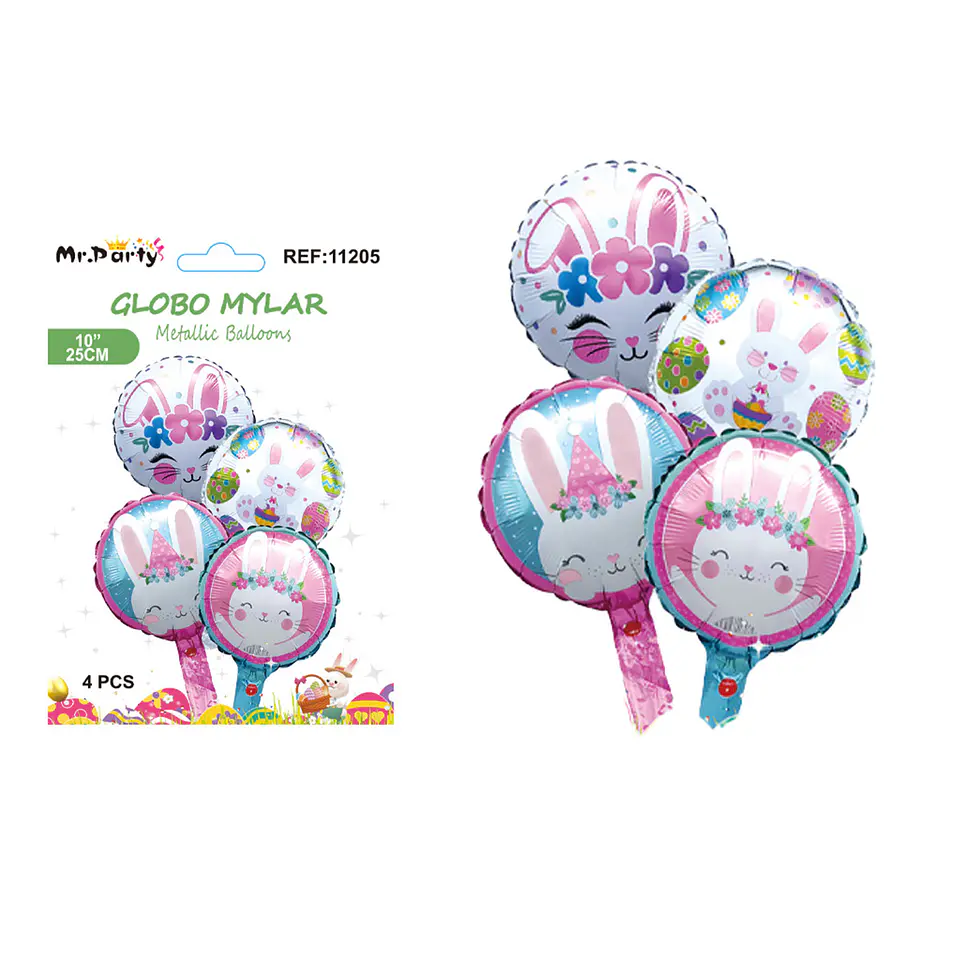 Set de globos metálicos conejo de pascua 4pcs 1