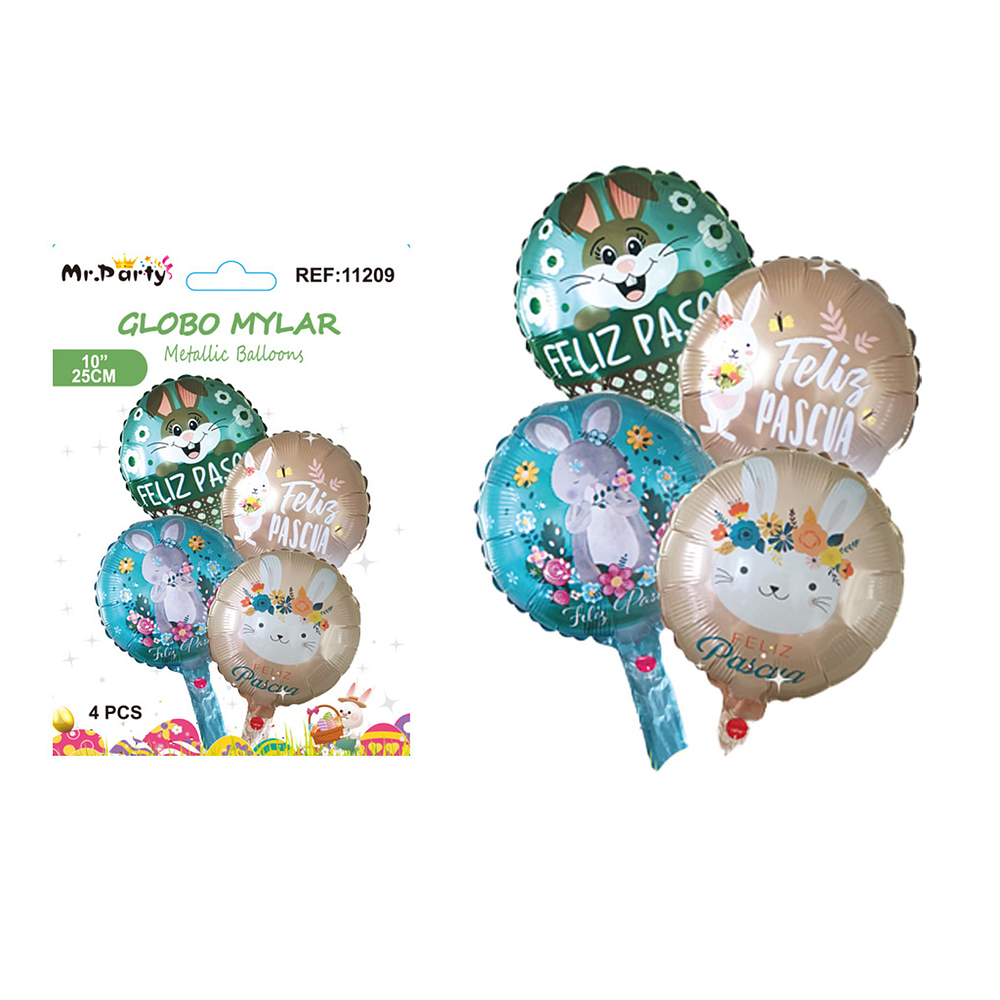 Set de globos metálicos conejo de pascua 4pcs