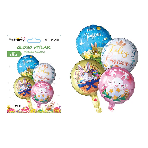 Set de globos metálicos conejo de pascua 4pcs