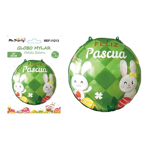 Globo metálico con conejo de pascua 45cm