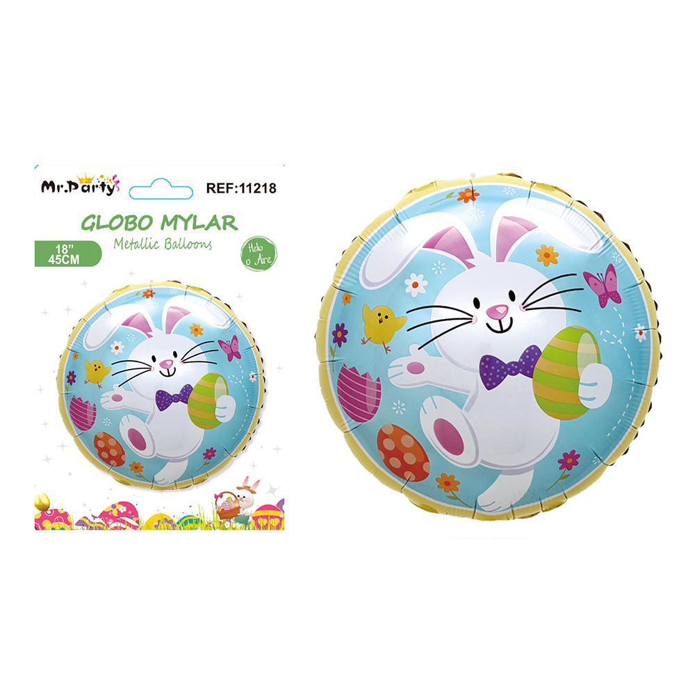 Globo metálico con conejo de pascua 45cm