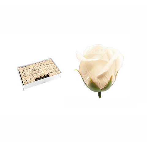 Rosas de jabón aromáticas 5cm 50 piezas crema